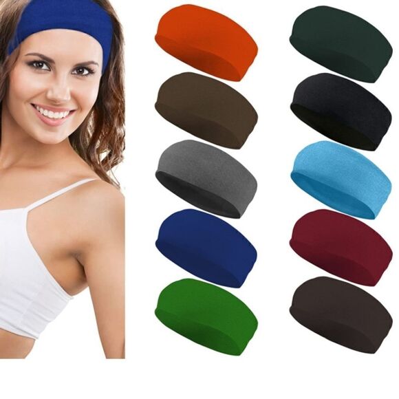 10 pc Headband Set Multi Color - Picture 2 of 3